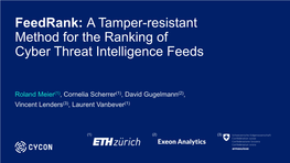 Feedrank: a Tamper-Resistant Method for the Ranking of Cyber Threat Intelligence Feeds