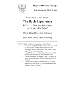 The Bach Experience