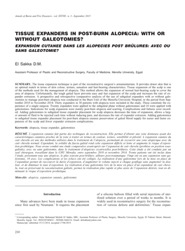 Tissue Expanders in Post-Burn Alopecia: with Or Without Galeotomies? Expansion Cutanee Dans Les Alopecies Post Brûlures: Avec Ou Sans Galeotomie?