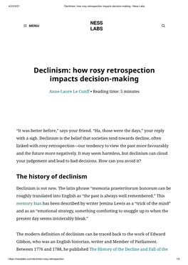 Declinism: How Rosy Retrospection Impacts Decision-Making - Ness Labs