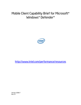 Mobile Client Capability Brief for Microsoft* Windows* Defender*