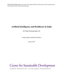 Artificial Intelligence and Healthcare in India