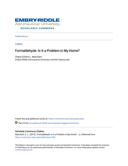 Formaldehyde: Is It a Problem in My Home?