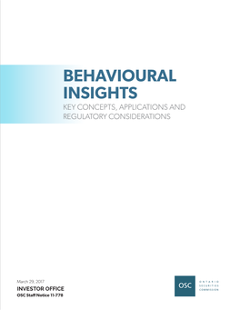 Behavioural Insights Key Concepts, Applications and Regulatory Considerations