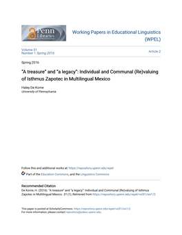 Individual and Communal (Re)Valuing of Isthmus Zapotec in Multilingual Mexico