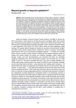 Beyond Growth Or Beyond Capitalism? Richard Smith [USA] Copyright: Richard Smith, 2010