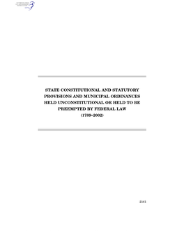 State Constitutional and Statutory Provisions and Municipal Ordinances Held Unconstitutional Or Held to Be Preempted by Federal Law (1789–2002)