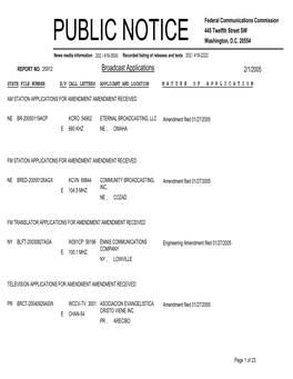 Broadcast Applications 2/1/2005