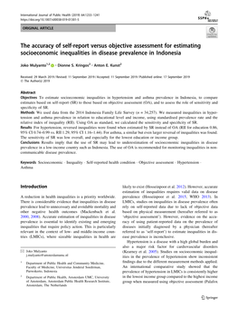 The Accuracy of Self-Report Versus Objective Assessment for Estimating Socioeconomic Inequalities in Disease Prevalence in Indonesia