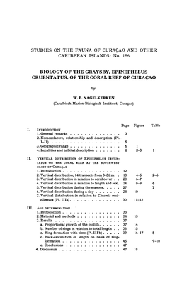 CURAÇAO Biology of the Graysby, Cruentatus, of the Coral Reef of Curaçao