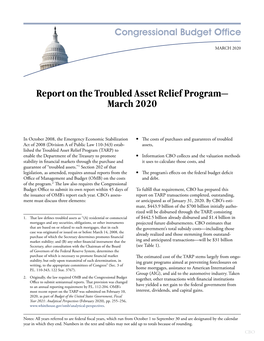 Troubled Asset Relief Program— March 2020