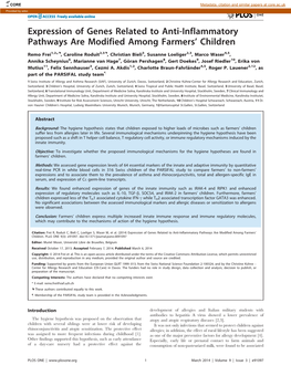 Expression of Genes Related to Anti-Inflammatory Pathways Are Modified Among Farmers’ Children