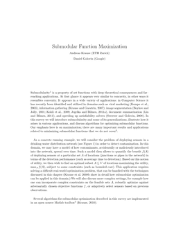 Submodular Function Maximization Andreas Krause (ETH Zurich) Daniel Golovin (Google)