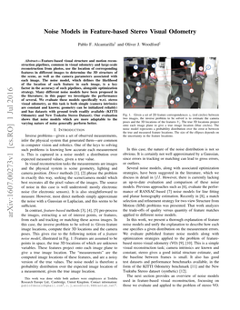 Noise Models in Feature-Based Stereo Visual Odometry