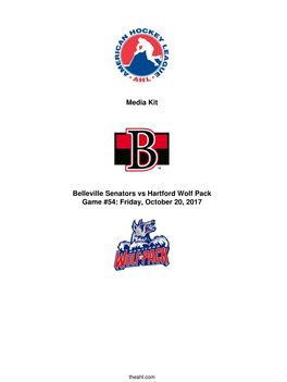 Media Kit Belleville Senators Vs Hartford Wolf Pack Game #54