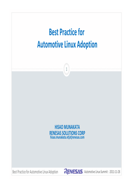 Best Practice for Automotive Linux Adoption