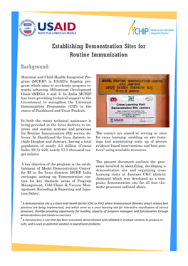 Establishing Demonstration Sites for Routine Immunization