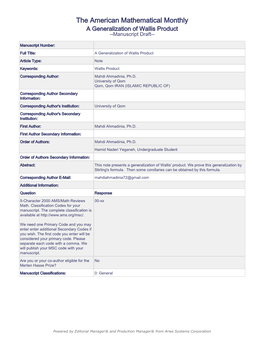 The American Mathematical Monthly