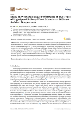 Study on Wear and Fatigue Performance of Two Types of High-Speed Railway Wheel Materials at Different Ambient Temperatures