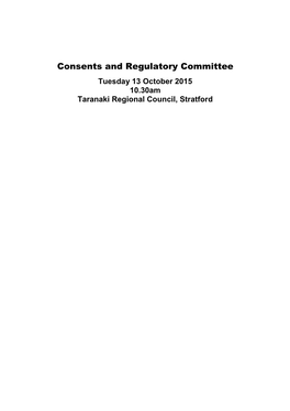 Consents and Regulatory Committee Agenda October 2015