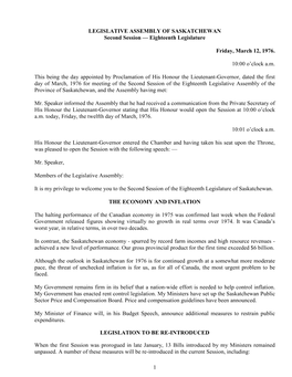 Hansards by His Bedside, He Had Followed Closely and Accurately the Events of the Last Session of This Legislature and Was Very Conversant with the Events in Ottawa