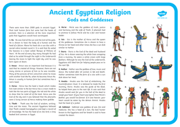 Ancient Egyptian Religion Gods and Goddesses Visit Twinkl.Com