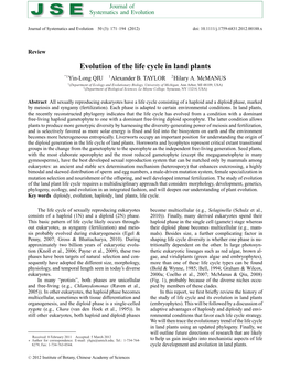 Evolution of the Life Cycle in Land Plants