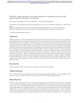 Dendritic Spine Geometry and Spine Apparatus Organization Govern the Spatiotemporal Dynamics of Calcium