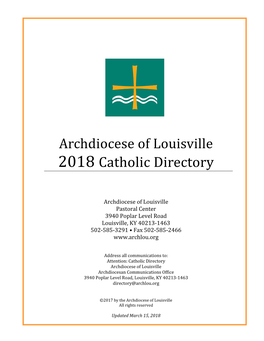 Archdiocese of Louisville 2018 Catholic Directory