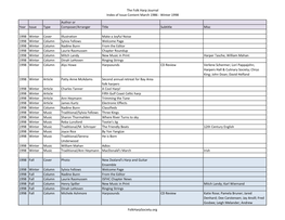 The Folk Harp Journal Index of Issue Content March 1986 - Winter 1998