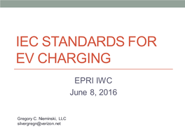 Iec Standards for Ev Charging