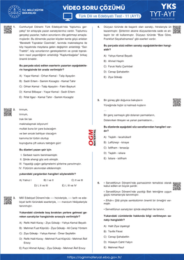 VİDEO SORU ÇÖZÜMÜ YKS Türk Dili Ve Edebiyatı Test - 11 (AYT) TYT-AYT