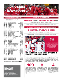 Ohio State Men's Hockey 2018-19 Ohio State Combined Team Statistics (As of Mar 31, 2019) All Games