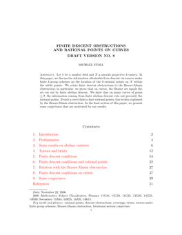 Finite Descent Obstructions and Rational Points on Curves Draft Version No