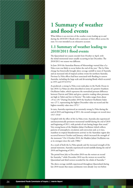Summary of Weather and Flood Events
