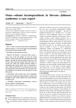 Osteo-Odonto Keratoprosthesis in Stevens-Johnson Syndrome: a Case