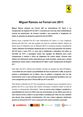 Miguel Ramos Na Ferrari Em 2011