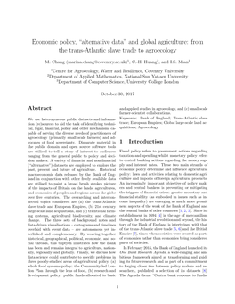 Alternative Data” and Global Agriculture: from the Trans-Atlantic Slave Trade to Agroecology