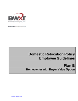 Domestic Relocation Policy Employee Guidelines Plan B