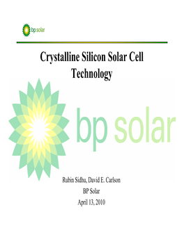 Crystalline Silicon Solar Cell Technology