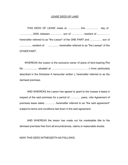 Lease Deed of Land