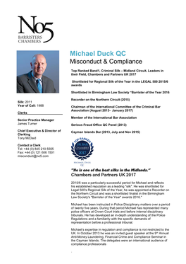 Michael Duck QC Misconduct & Compliance