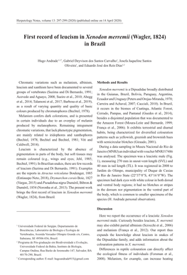 First Record of Leucism in Xenodon Merremii (Wagler, 1824) in Brazil