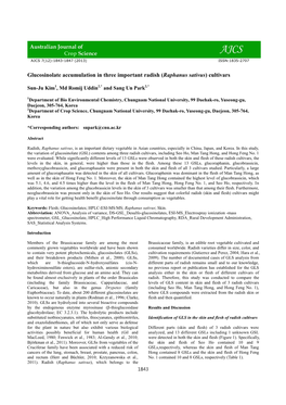 Glucosinolate Accumulation in Three Important Radish (Raphanus Sativus) Cultivars