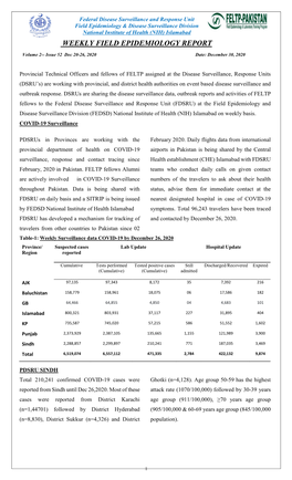 Weekly Field Epidemiology Report