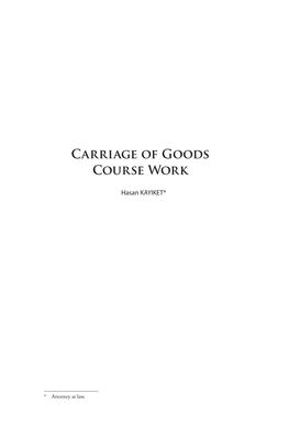 Carriage of Goods Course Work