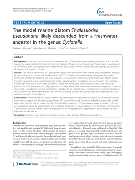The Model Marine Diatom Thalassiosira Pseudonana Likely