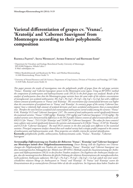 'Vranac', 'Kratošija' and 'Cabernet Sauvignon' from Montenegro According to Their Polyphenolic Composition