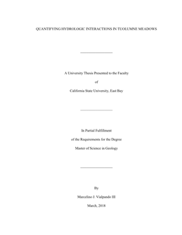 Quantifying Hydrologic Interactions in Tuolumne Meadows