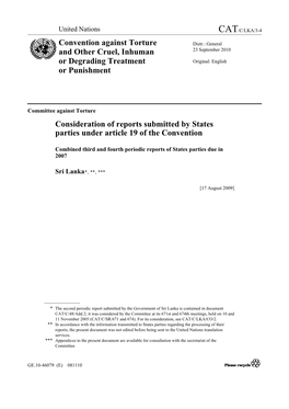 Convention Against Torture and Other Cruel, Inhuman Or Degrading Treatment Or Punishment Act No: 22 of 1994